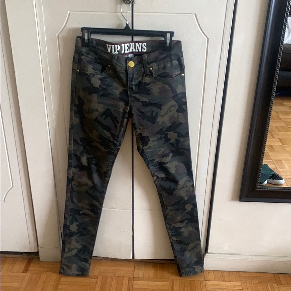 VIP Jeans Camouflage Pants polished cotton light very nice fit size 3/4